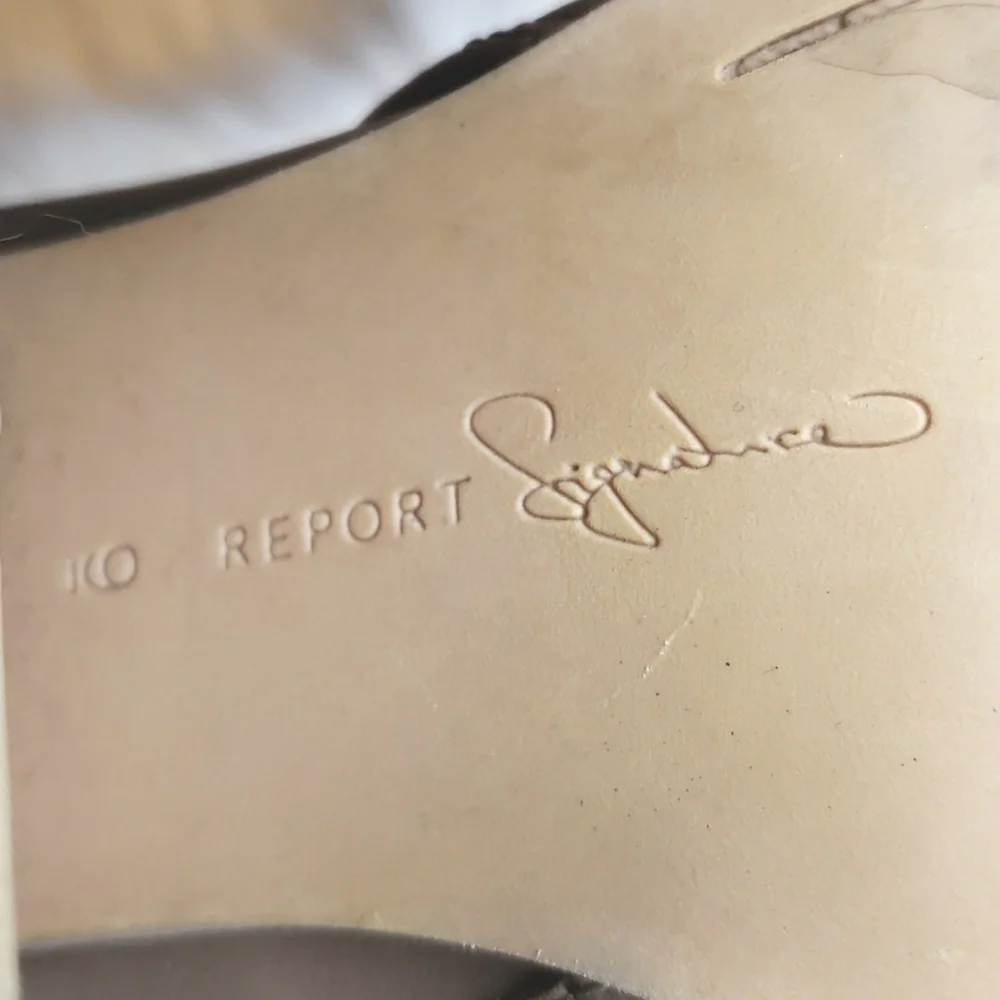 Report Osprey Taupe Belted High Heel Ankle Boots 9